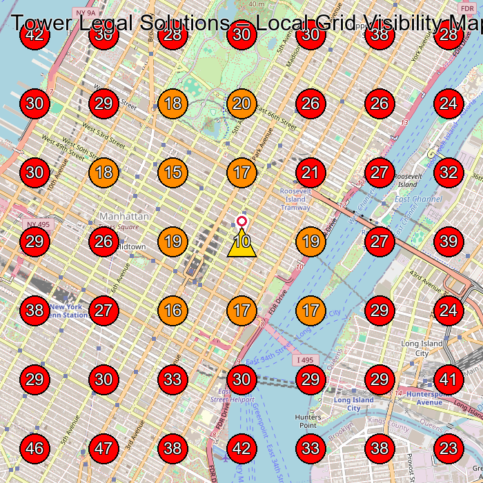 Tower Legal Solutions GeoGrid visibility map for Legal Services in New York